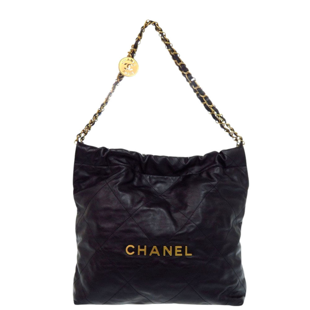 Excellent condition Chanel 22 Small Calfskin Black Shoulder Bag 0128CHANEL